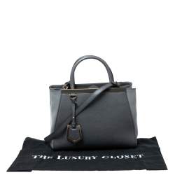 مملوكة مسبقًا حقيبة يد توتس فندي 2جورد جلد رصاصي صغيرة