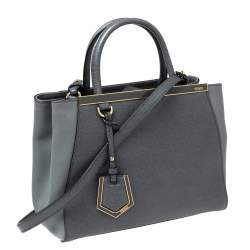 مملوكة مسبقًا حقيبة يد توتس فندي 2جورد جلد رصاصي صغيرة