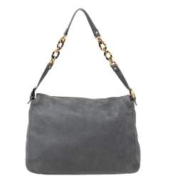 مملوكة مسبقًا Fendi Grey Iridescent Leather Mama Forever Large Flap Shoulder Bag