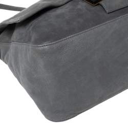 مملوكة مسبقًا Fendi Grey Iridescent Leather Mama Forever Large Flap Shoulder Bag