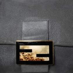 مملوكة مسبقًا Fendi Grey Iridescent Leather Mama Forever Large Flap Shoulder Bag