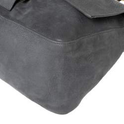 مملوكة مسبقًا Fendi Grey Iridescent Leather Mama Forever Large Flap Shoulder Bag