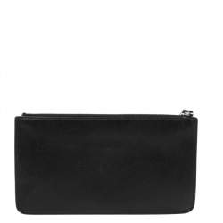Pre Owned Fendi Black Leather Studded Wristlet Slim Clutch