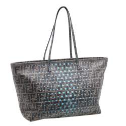 Pre Owned حقيبة يد توتس فندي سبالماتي رول شوبر كانفاس مقوي زوكا مخرم توباكو/ازرق زوكا