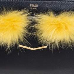 Pre Owned Fendi Black/Yellow Leather Monster Clutch