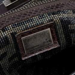 Fendi Black/Dark Brown Leather Large Peekaboo Top Handle Bag
