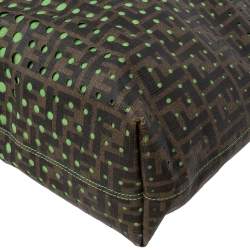 Pre Owned Fendi Perforated Tobacco Zucca Coated Canvas Spalmati Roll Shopper Tote