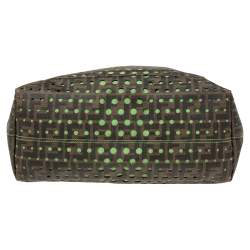 Pre Owned Fendi Perforated Tobacco Zucca Coated Canvas Spalmati Roll Shopper Tote