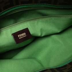 Pre Owned Fendi Perforated Tobacco Zucca Coated Canvas Spalmati Roll Shopper Tote