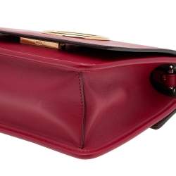 Pre Owned Fendi Red Leather Small Kan I F Shoulder Bag