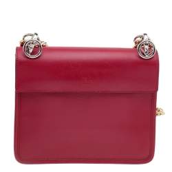 Pre Owned Fendi Red Leather Small Kan I F Shoulder Bag