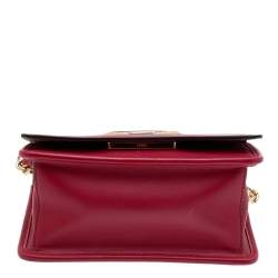 Pre Owned Fendi Red Leather Small Kan I F Shoulder Bag