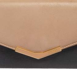 Fendi Grey/Beige Leather 2 Jours Flap Wallet