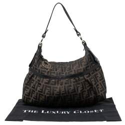 Pre Owned Fendi Tobacco Zucca Canvas And Leather Chef Hobo