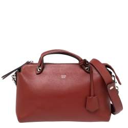 Pre Owned Fendi Burnt Red Leather Small By The Way Shoulder Bag