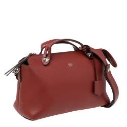 Pre Owned Fendi Burnt Red Leather Small By The Way Shoulder Bag