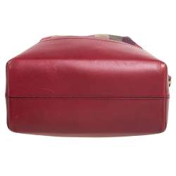 Pre Owned Fendi Red/Multicolor Leather and Fabric Pequin Stripe 2Bag Colorblock Tote