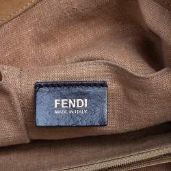 Pre Owned Fendi Red/Multicolor Leather and Fabric Pequin Stripe 2Bag Colorblock Tote