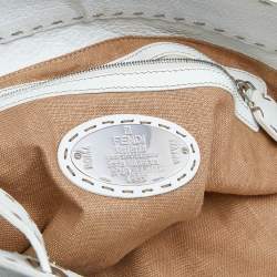 Pre Owned Fendi White Leather Villa Selleria Borghese Tote 