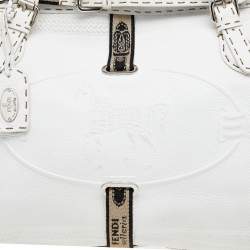 Pre Owned Fendi White Leather Villa Selleria Borghese Tote 