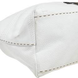 Pre Owned Fendi White Leather Villa Selleria Borghese Tote 