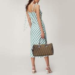 Pre Owned Fendi Tobacco Zucca Canvas and Leather Boston Bag