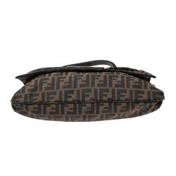 Pre Owned Fendi Tobacco Zucca Canvas and Patent Leather Mia Flap Shoulder Bag