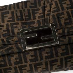 Pre Owned Fendi Tobacco Zucca Canvas and Patent Leather Mia Flap Shoulder Bag