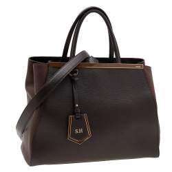 Pre Owned حقيبة يد فندي 2جور إيليت جلد بنية داكنة متوسطة