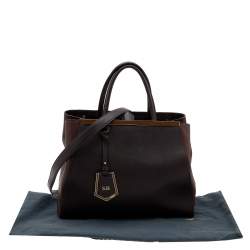 Pre Owned حقيبة يد فندي 2جور إيليت جلد بنية داكنة متوسطة