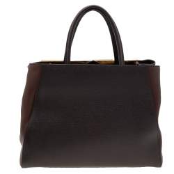 Pre Owned حقيبة يد فندي 2جور إيليت جلد بنية داكنة متوسطة