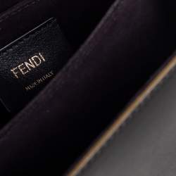 Pre Owned Fendi Black Leather Small Scalloped Kan I Shoulder Bag