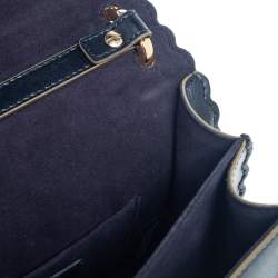 Pre Owned Fendi Black Leather Small Scalloped Kan I Shoulder Bag