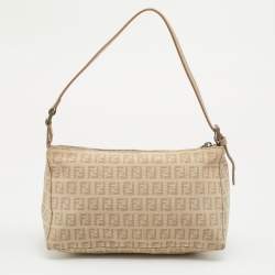 Pre Owned Fendi Beige Zucchino Canvas Baguette Bag