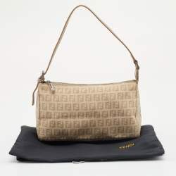 Pre Owned Fendi Beige Zucchino Canvas Baguette Bag