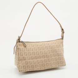 Pre Owned Fendi Beige Zucchino Canvas Baguette Bag