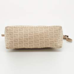 Pre Owned Fendi Beige Zucchino Canvas Baguette Bag