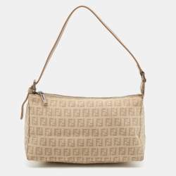 Pre Owned Fendi Beige Zucchino Canvas Baguette Bag