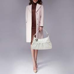 Pre Owned Fendi White FF Zucca Coated Canvas Chef Hobo