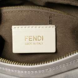 Pre Owned Fendi White FF Zucca Coated Canvas Chef Hobo