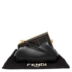 Pre Owned Fendi Black Leather Small First Clutch
