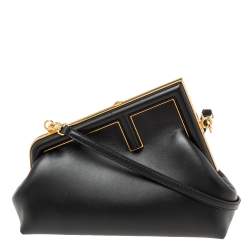 Pre Owned Fendi Black Leather Small First Clutch