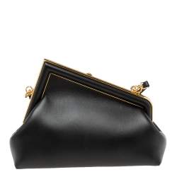 Pre Owned Fendi Black Leather Small First Clutch