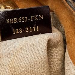 Pre Owned Fendi Tobacco/Red Pequin Canvas and Leather Hobo