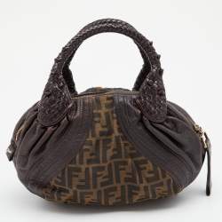 Pre Owned Fendi Tobacco Zucca Canvas and Leather Baby Spy Bag