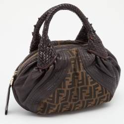 Pre Owned Fendi Tobacco Zucca Canvas and Leather Baby Spy Bag