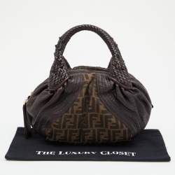 Pre Owned Fendi Tobacco Zucca Canvas and Leather Baby Spy Bag