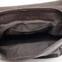 Pre Owned Fendi Brown Leather and Zucca Canvas B Shoulder Bag