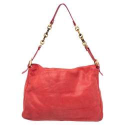 Pre Owned Fendi Pink Iridescent Leather Large Mamma Forever Flap Shoulder Bag