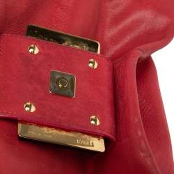 Pre Owned Fendi Pink Iridescent Leather Large Mamma Forever Flap Shoulder Bag